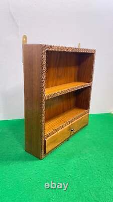 Vintage Curio Wood Miniatures Trinket Display Case Wall Mounted tow Shelves