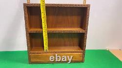 Vintage Curio Wood Miniatures Trinket Display Case Wall Mounted tow Shelves