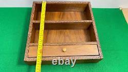 Vintage Curio Wood Miniatures Trinket Display Case Wall Mounted tow Shelves