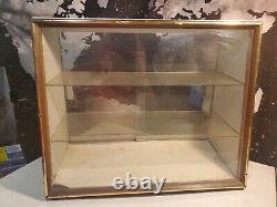 Vintage Custom Made Wooden Sliding Glass Tabletop Store Display Curio Cabinet