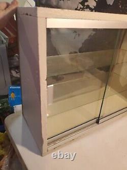Vintage Custom Made Wooden Sliding Glass Tabletop Store Display Curio Cabinet