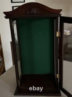 Vintage Dark Wood Doll Display Case with Glass Hinged Door. 19 x 10 x 6