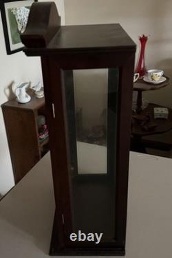 Vintage Dark Wood Doll Display Case with Glass Hinged Door. 19 x 10 x 6