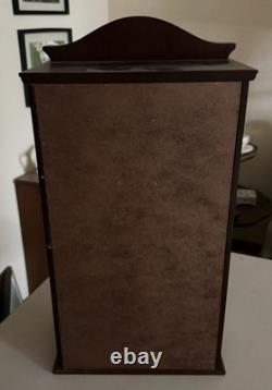 Vintage Dark Wood Doll Display Case with Glass Hinged Door. 19 x 10 x 6