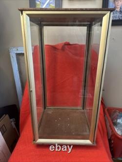 Vintage Display Glass Case Wood Frame Doll Brass Rotating