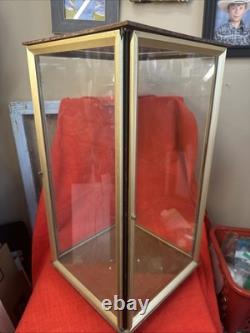 Vintage Display Glass Case Wood Frame Doll Brass Rotating