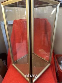 Vintage Display Glass Case Wood Frame Doll Brass Rotating