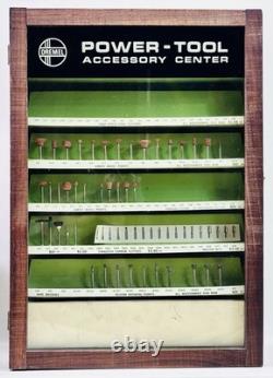 Vintage Dremel Store Display Case Wood Cabinet Accessory Center 41pc 1960s