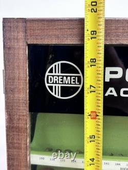 Vintage Dremel Store Display Case Wood Cabinet Accessory Center 41pc 1960s