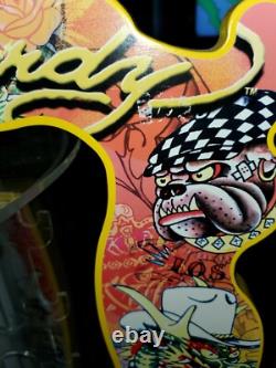 Vintage Ed Hardy Yellow Sunglasses Wood Display Case Holder