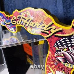 Vintage Ed Hardy Yellow Sunglasses Wood Display Case Holder