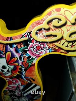 Vintage Ed Hardy Yellow Sunglasses Wood Display Case Holder