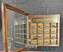 Vintage Esterbrook Fountain Pen Nibs Wood Display Case With Nibs Storage In Back