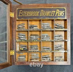 Vintage Esterbrook Fountain Pen Nibs Wood Display Case With Nibs Storage In Back