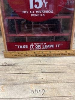 Vintage Eversharp Red Top Lead Counter Top Advertising Display Case Wood & Glass