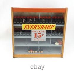 Vintage Eversharp Red Top Lead Pencil Tabletop Store Glass Wood Display Case Plu