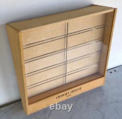Vintage GIORGIO ARMANI Occhiali Eyeglasses Frame Display Case. Wood + Acrylic