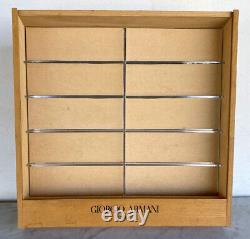 Vintage GIORGIO ARMANI Occhiali Eyeglasses Frame Display Case. Wood + Acrylic