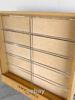 Vintage GIORGIO ARMANI Occhiali Eyeglasses Frame Display Case. Wood + Acrylic