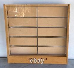 Vintage GIORGIO ARMANI Occhiali Eyeglasses Frame Display Case. Wood + Acrylic