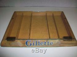 Vintage Gillette Advertising Display Case Wood with Glass Lid Pioneer Display Co