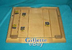 Vintage Gillette Razor Blade Wood & Glass Counter Top Display Case Rexall