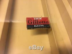 Vintage Gillette Razor Blades Wood & Glass Counter Store Display Knife Case