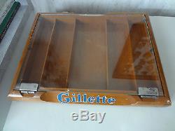 Vintage Gillette Razor Store Counter Display Case-glass & Wood-advertising