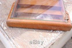 Vintage Gillette Razor Store Counter Top Display Case Dove Tail Wood Advertising