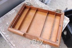 Vintage Gillette Razor Store Counter Top Display Case Dove Tail Wood Advertising