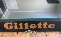 Vintage Gillette Wood And Glass Razor Display Case USA Collectible