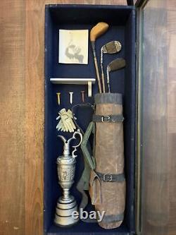Vintage Golf Memorabilia Shadow Box Wood Framed Hanging Display Case Large Used