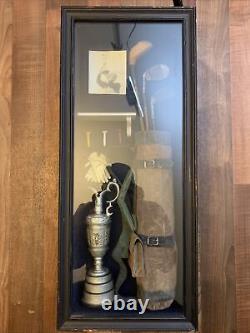 Vintage Golf Memorabilia Shadow Box Wood Framed Hanging Display Case Large Used