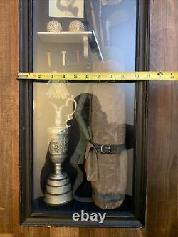 Vintage Golf Memorabilia Shadow Box Wood Framed Hanging Display Case Large Used