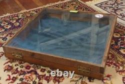 Vintage Handmade 50+ Yrs Estate OLD WOOD-GLASS JEWELRY DISPLAY CASE Flea Market