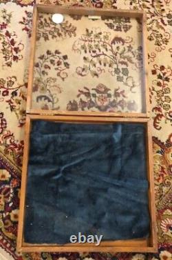 Vintage Handmade 50+ Yrs Estate OLD WOOD-GLASS JEWELRY DISPLAY CASE Flea Market