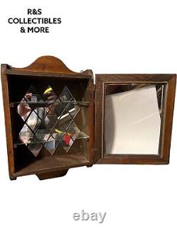Vintage Hanging Display Case, Wood & Glass, 2 Glass Shelves, 1 Of A Kind