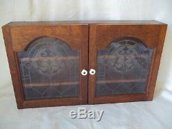 Vintage Hanging Table Top Wood & Glass Display Cabinet Case 2 Shelves 23 x 13