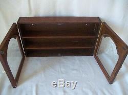 Vintage Hanging Table Top Wood & Glass Display Cabinet Case 2 Shelves 23 x 13