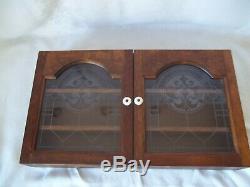 Vintage Hanging Table Top Wood & Glass Display Cabinet Case 2 Shelves 23 x 13