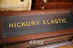 Vintage Hickory Elastic Sewing Thread Antique Store Counter Wood Display Case