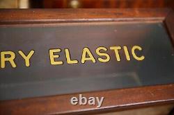 Vintage Hickory Elastic Sewing Thread Antique Store Counter Wood Display Case