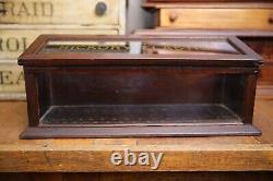 Vintage Hickory Elastic Sewing Thread Antique Store Counter Wood Display Case
