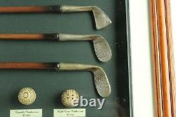 Vintage History of Golf Collectible Shadow Box Wood Framed Hanging Display Case
