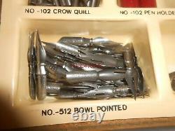 Vintage Hunt Artist Pens Display Case Full of Tips Nibs