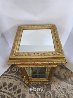 Vintage Italian Gold Gilt Glass Mirrored Display Case Cabinet Creazioni