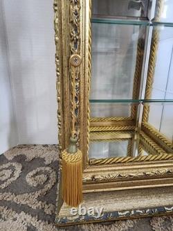 Vintage Italian Gold Gilt Glass Mirrored Display Case Cabinet Creazioni