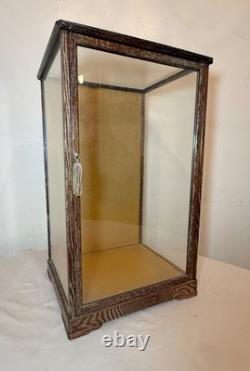 Vintage Japanese Asian handmade wood glass statue display show countertop case