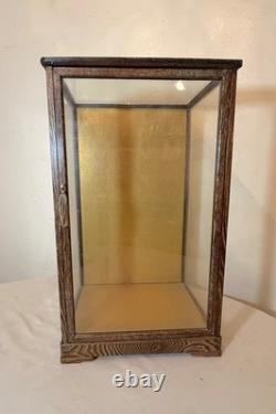 Vintage Japanese Asian handmade wood glass statue display show countertop case