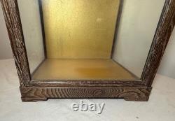 Vintage Japanese Asian handmade wood glass statue display show countertop case